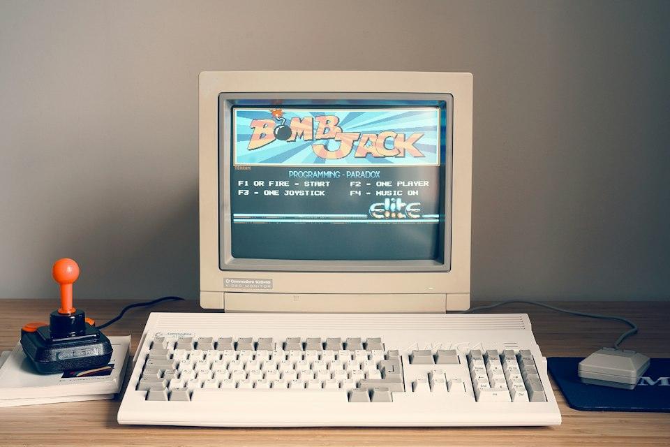 A computer on a desk
