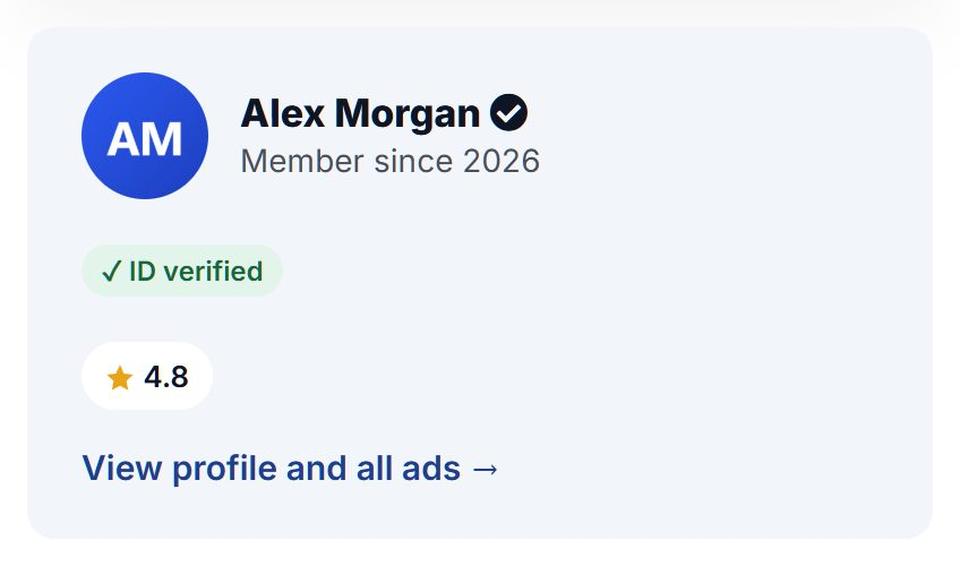 Seller rating and badges on a Yclas profile