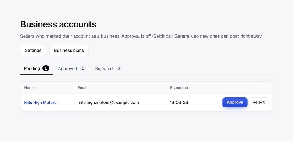 Business seller details shown on a Yclas listing