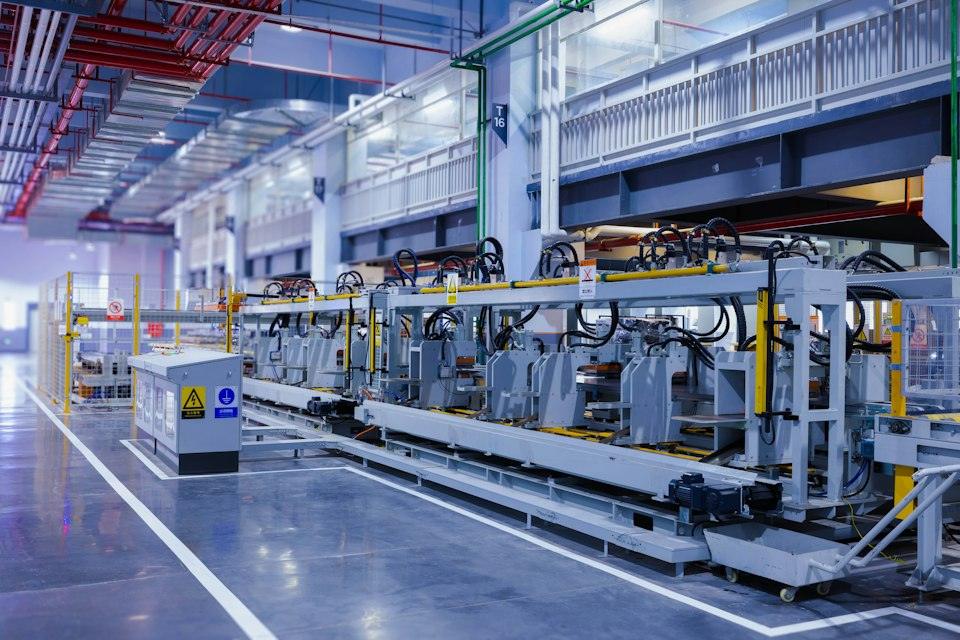 A large machine in a large building