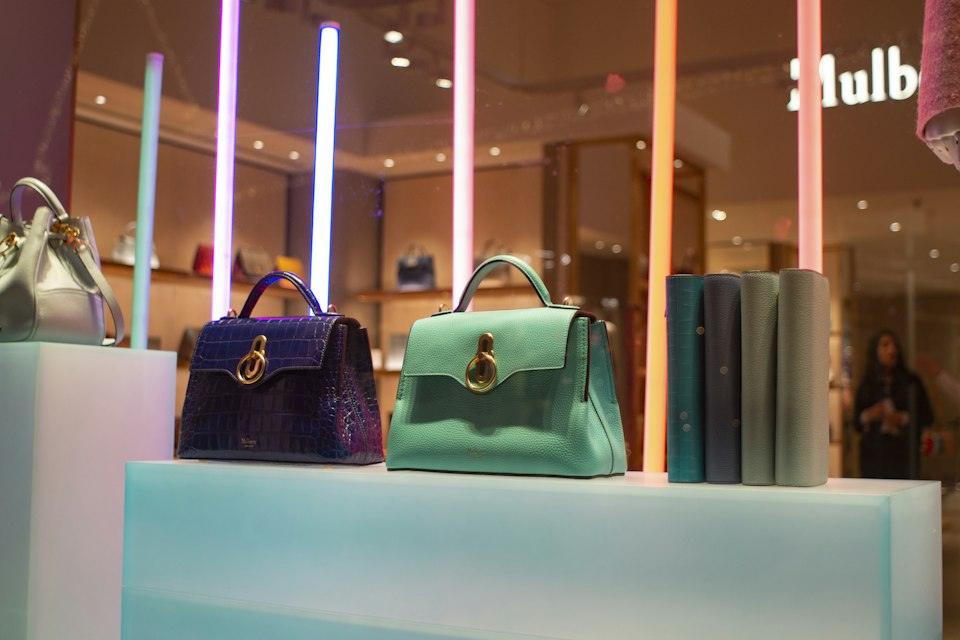 Assorted-color handbags