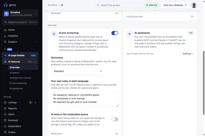 AI check settings: strictness and your own rules