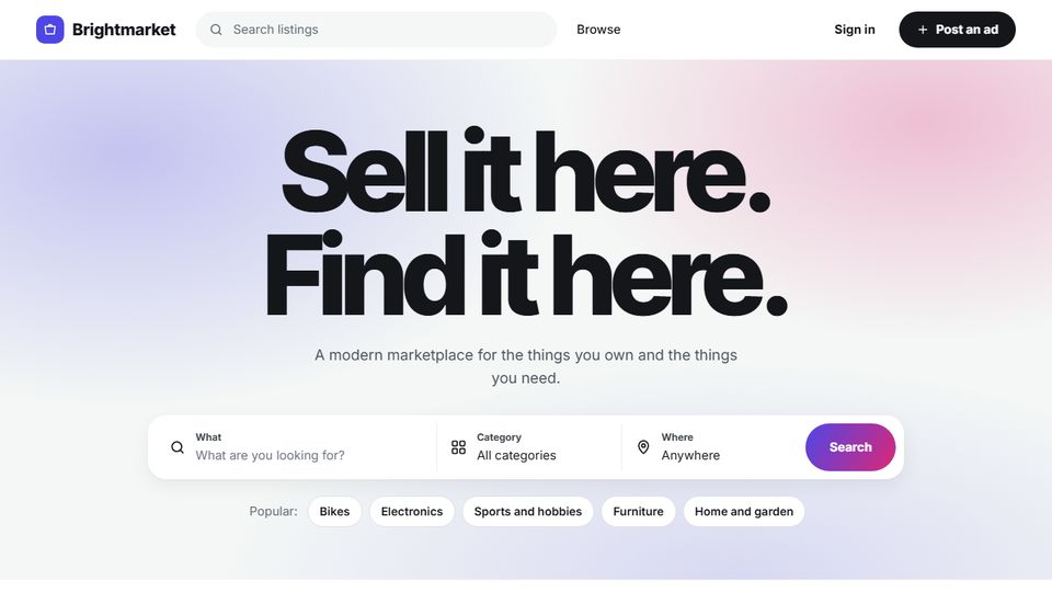 Example site Brightmarket, made with the Aurora design