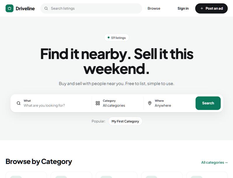 A home page styled through the builder