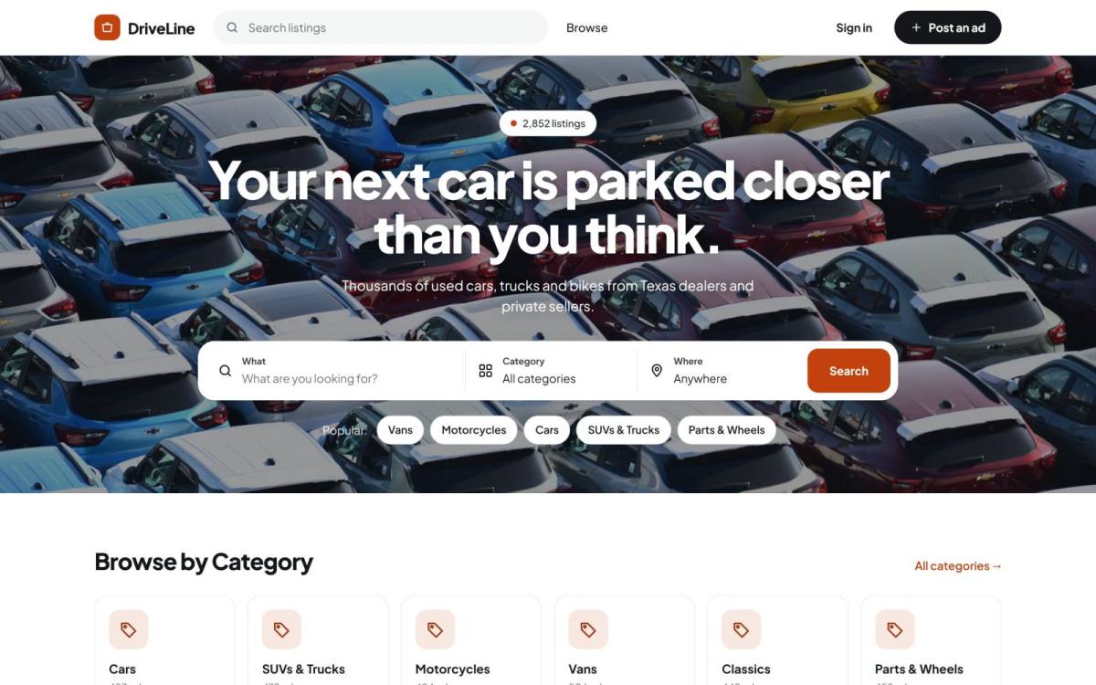 An example car marketplace built with Yclas