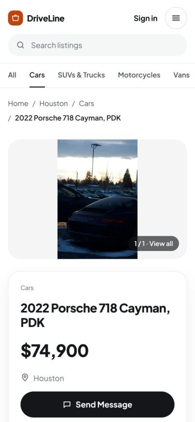 A listing on a phone