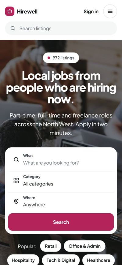 The same site on a phone