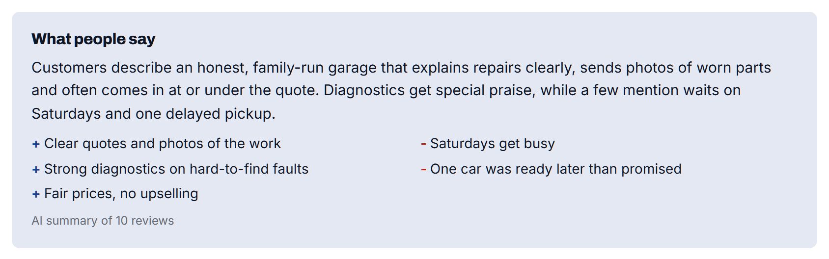 What people say: a summary of ten reviews with three pros and two cons