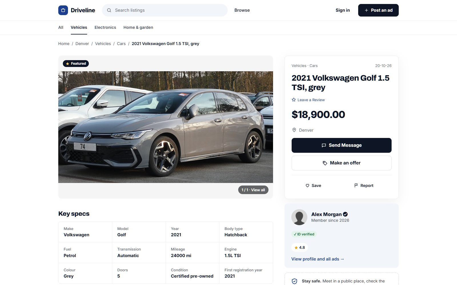 The listing page in English