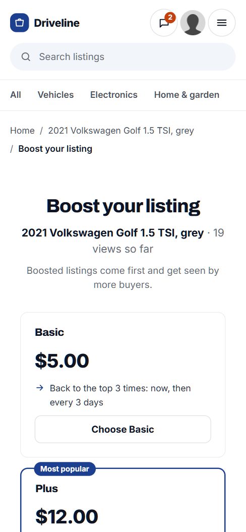 Boost your listing on a phone: Basic $5 and Plus $12