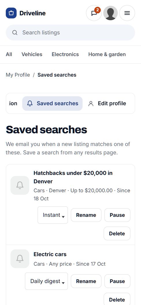 Saved searches on a phone