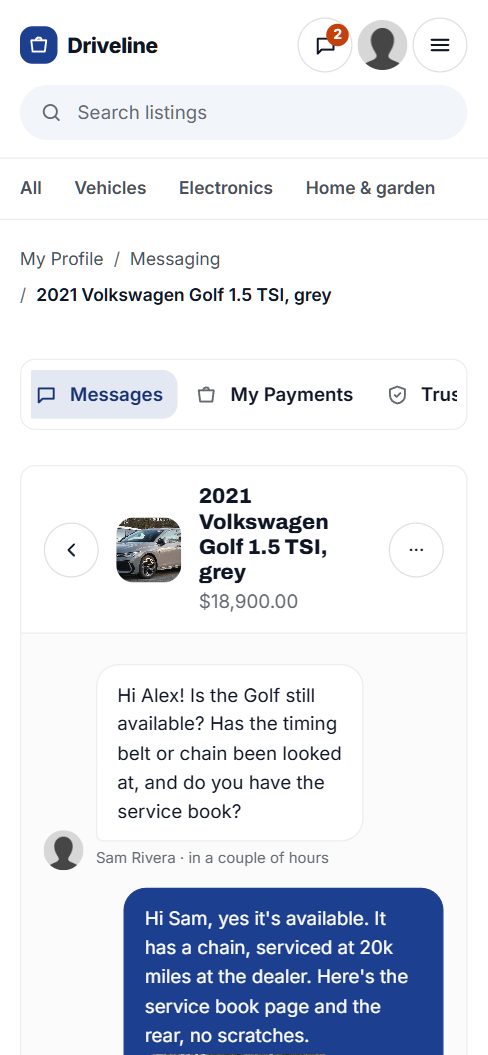 A conversation about a car on a phone
