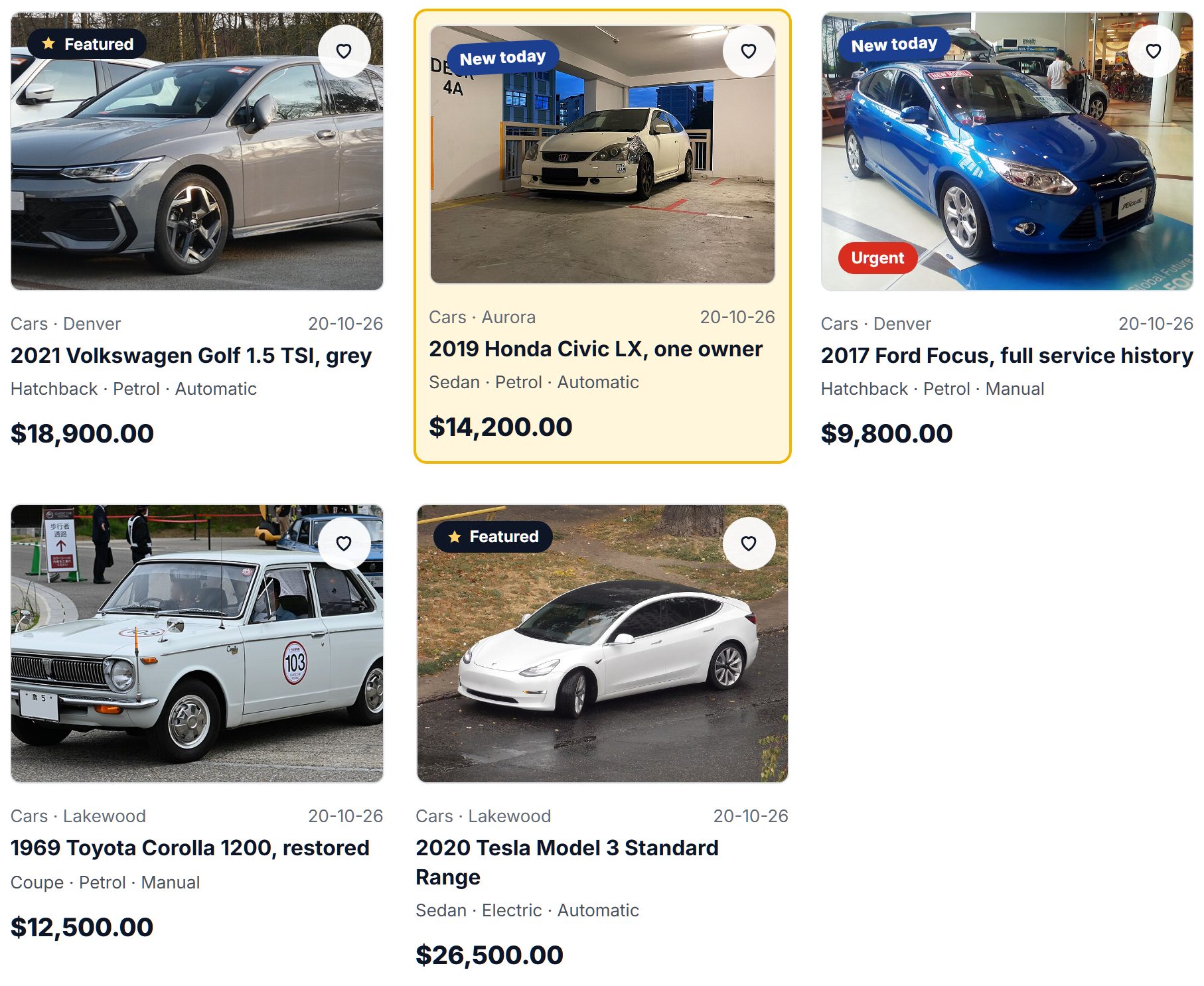 Search results with a Highlighted listing and an Urgent label