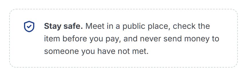Stay safe tips on a listing page
