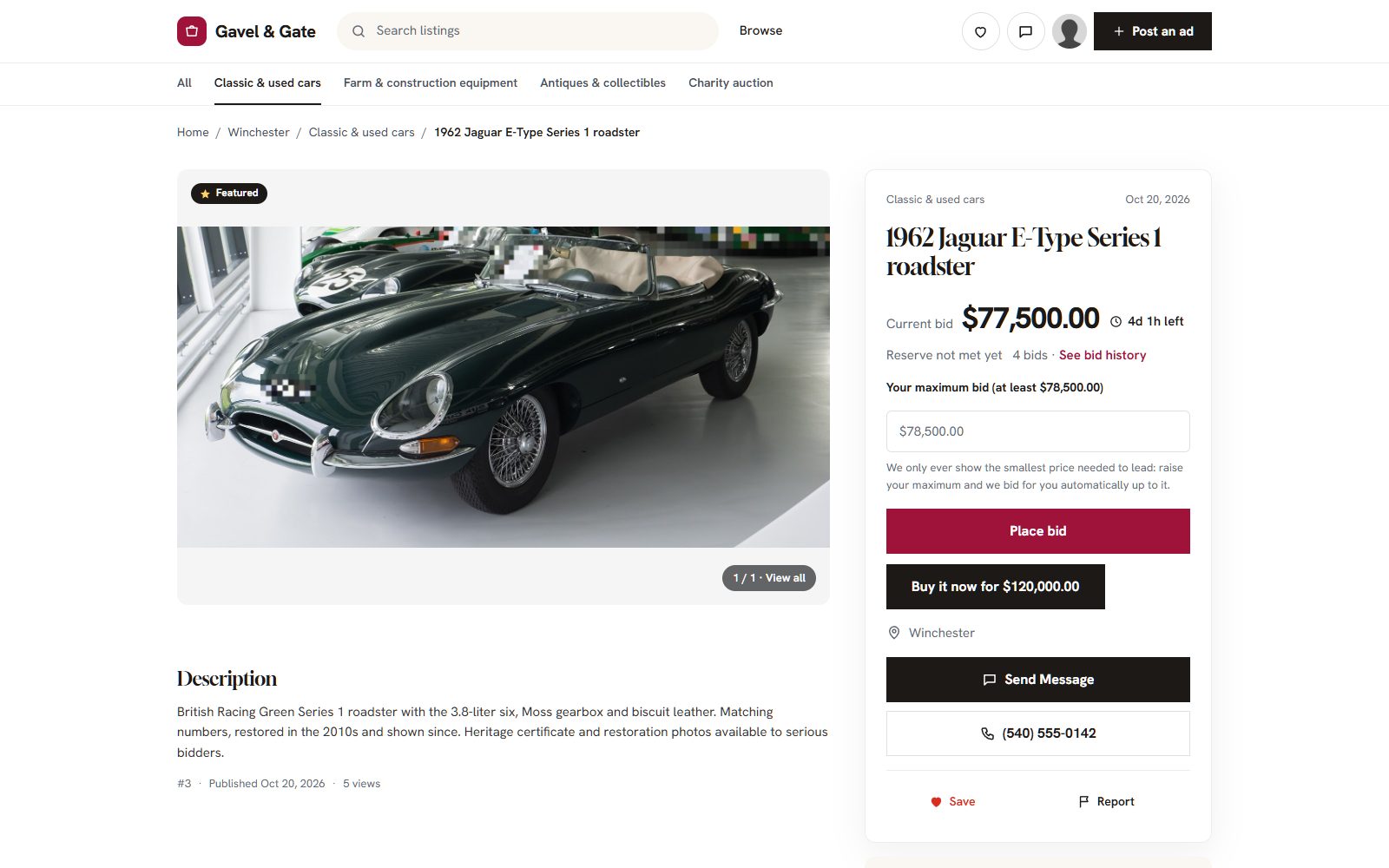 A car lot in a timed auction