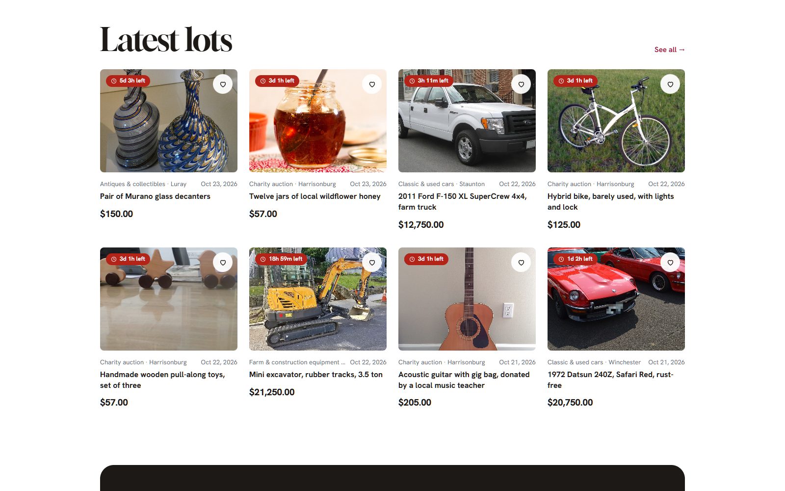 Gavel & Gate, a demo auction site on the Gavel look