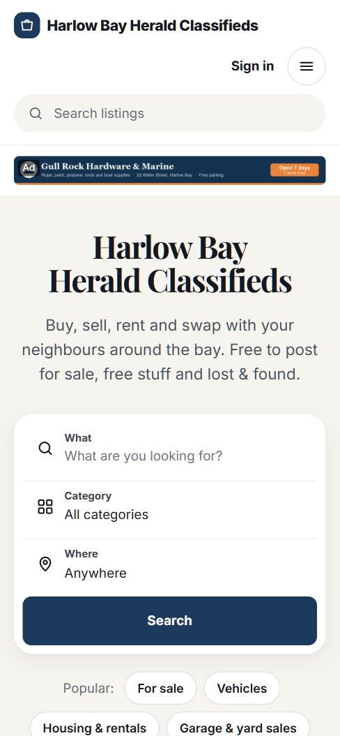 The same site on a phone