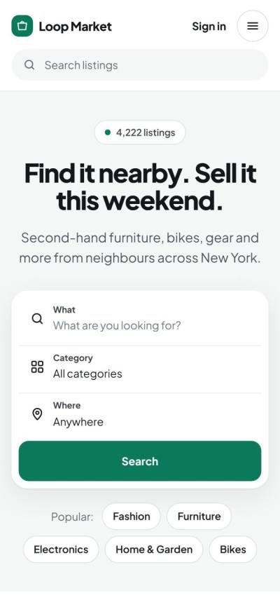 The same site on a phone
