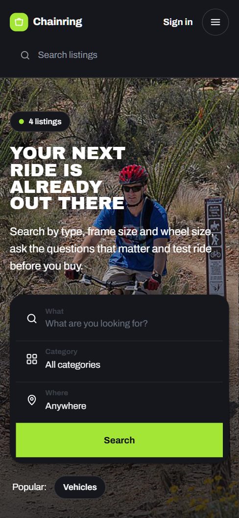 A bike marketplace on a phone