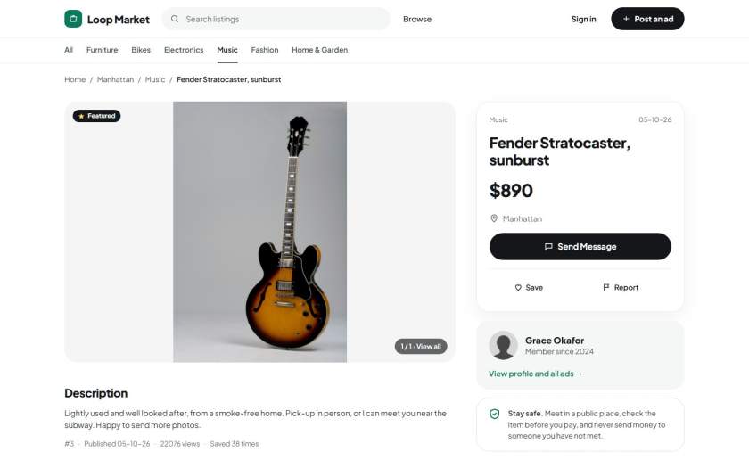 A listing page